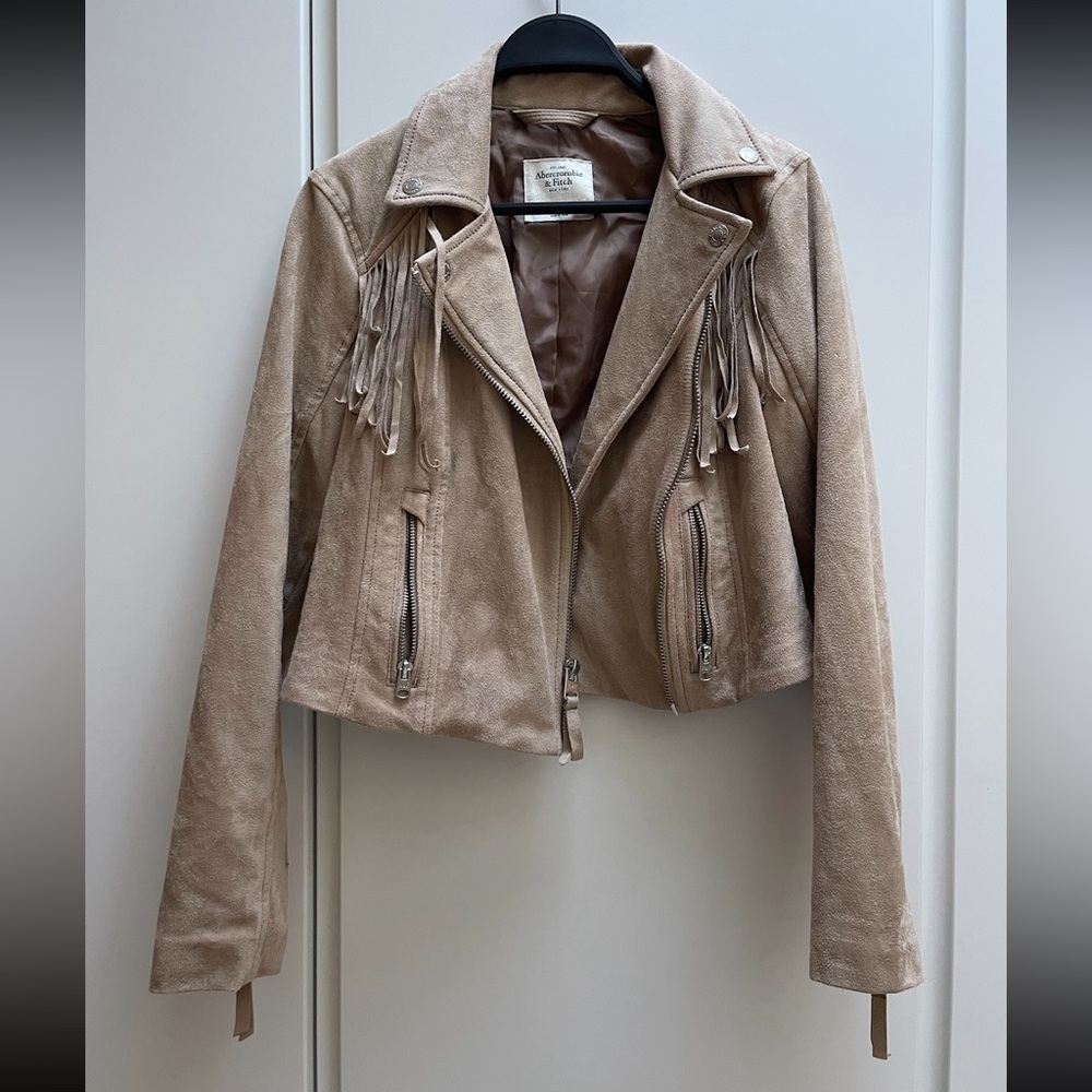 Abercrombie Faux Suede Fringe Moto Jacket